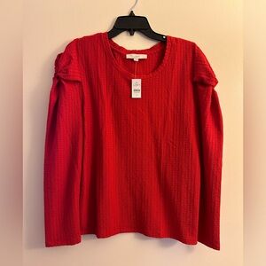 NWT Loft puff shoulder texture blouse. Size XL